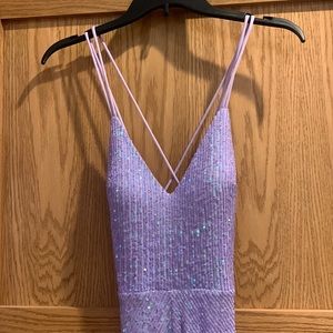 Prom dress light purple with sequins. Purchased from Macy’s Spring 2023. EUC
